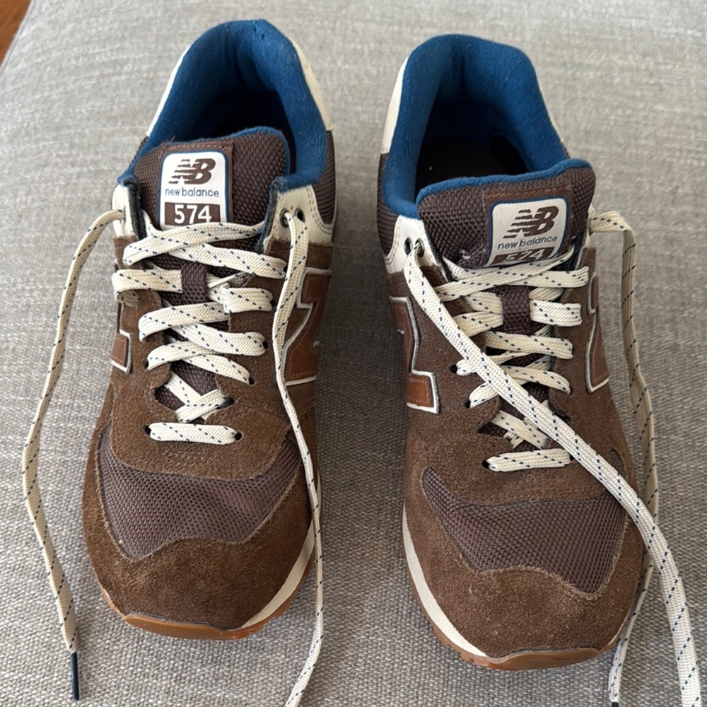 New Balance Brown and Blue Sneakers with Suede Finish - men’s size 8 1/2